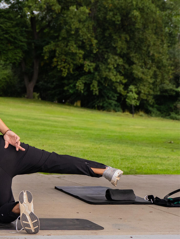 Instructor Rafael Jimenez demonstrating side planking form.
